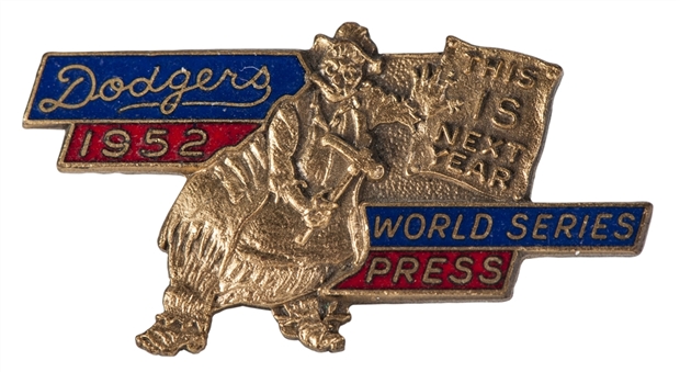 1952 Brooklyn Dodgers World Series Press Pin